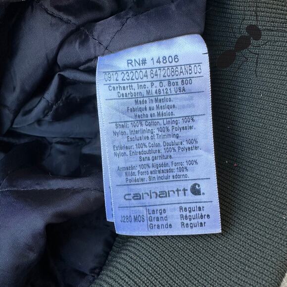 Vintage Y2K Carhartt J280 MOS green hooded work wear jacket - Picture 6 of 10